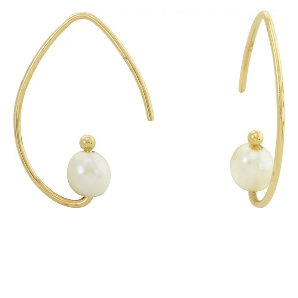 14K Yellow Gold 4mm Freshwater Pearl Threader Earrings